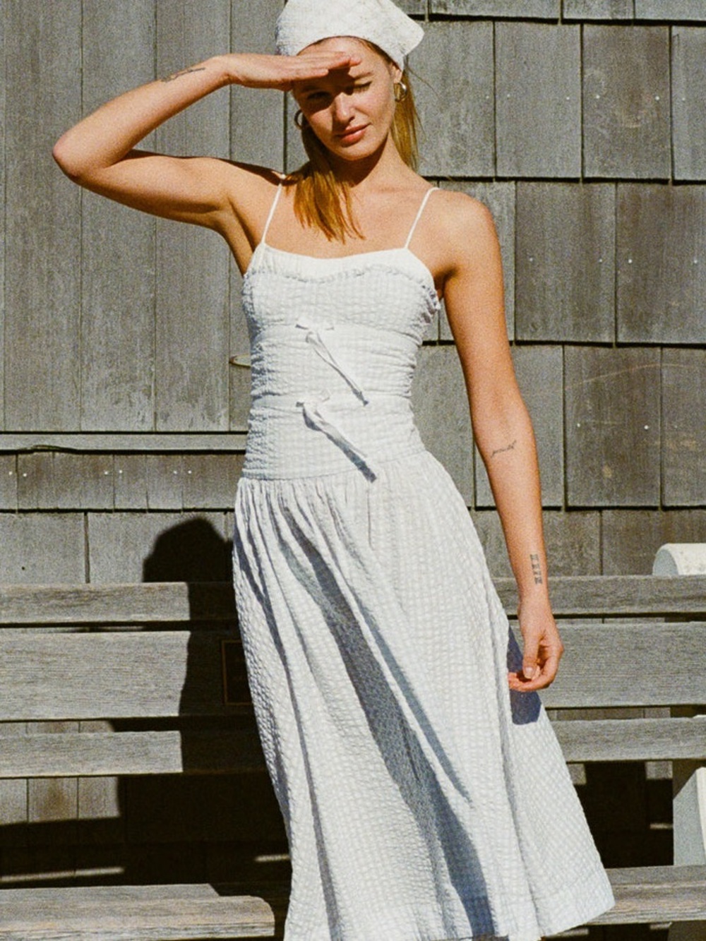 For Love and Lemons Georgia Midi Dress Blue White Gingham Cotton Women’s Size XS